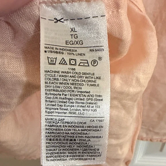 GAP Vintage Boyfriend Fit Linen Peach Button-Down Shirt - Picture 4 of 5